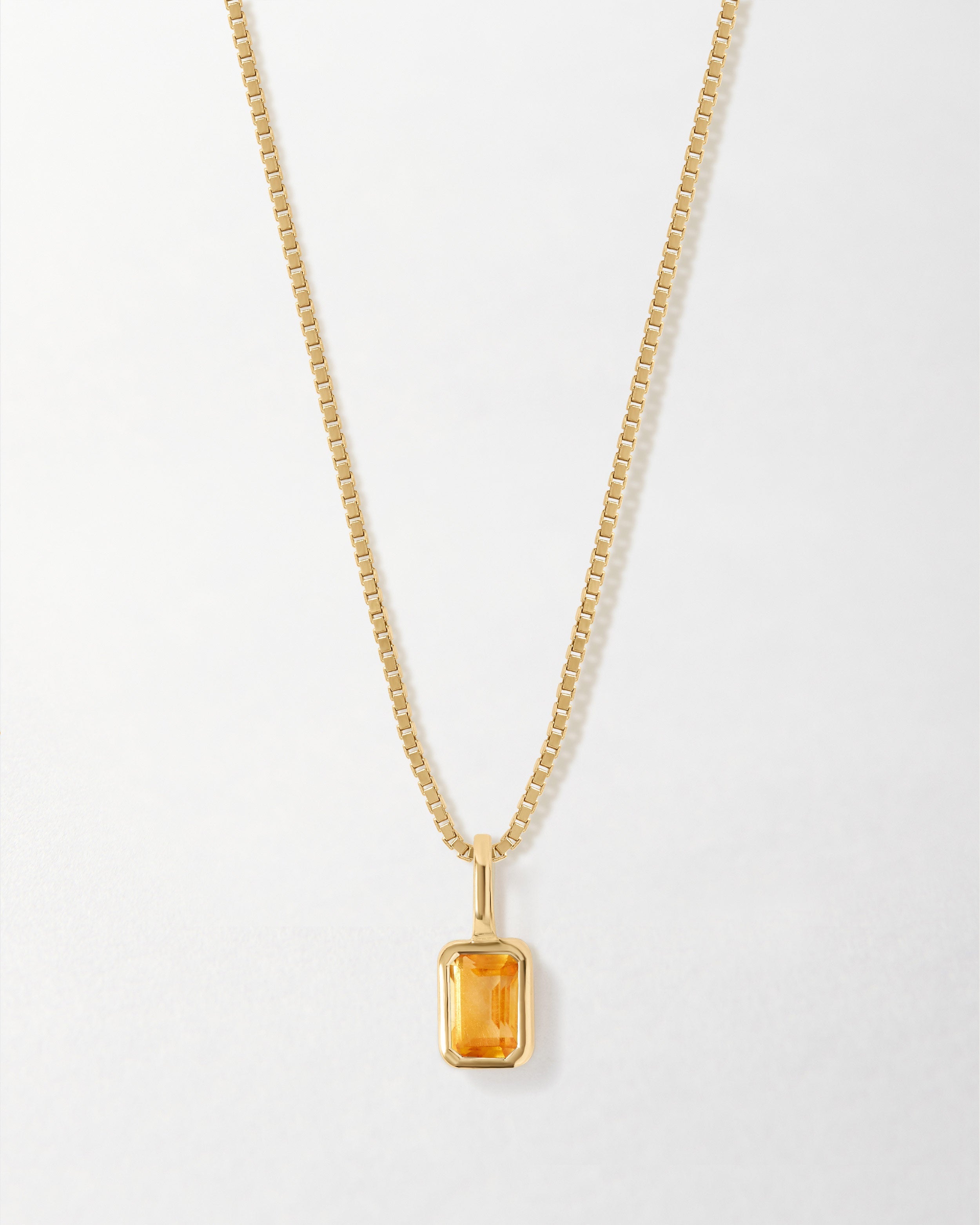 Colar Mini Oitavado Pedra do Mês - Novembro (Citrino) - Ouro 18K | SILLENE