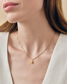 Detalhe do Colar Mini Oitavado Pedra do Mês - Novembro (Citrino) - Ouro 18K | SILLENE