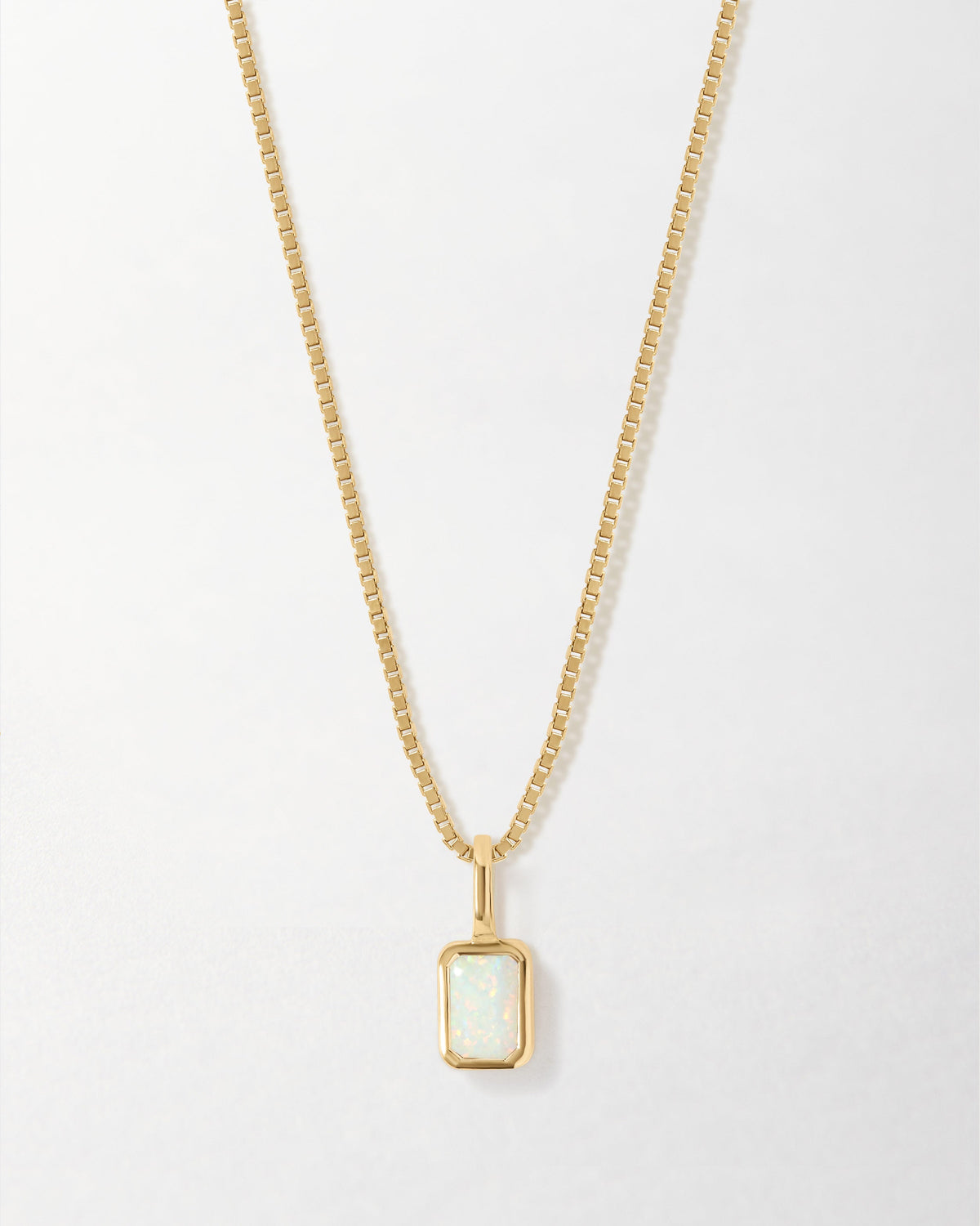 Colar Mini Oitavado Pedra do Mês - Outubro (Opala) - Ouro 18K | SILLENE
