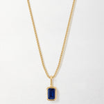 Colar Mini Oitavado Pedra do Mês - Setembro (Safira Azul) - Ouro 18K | SILLENE