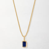 Colar Mini Oitavado Pedra do Mês - Setembro (Safira Azul) - Ouro 18K | SILLENE