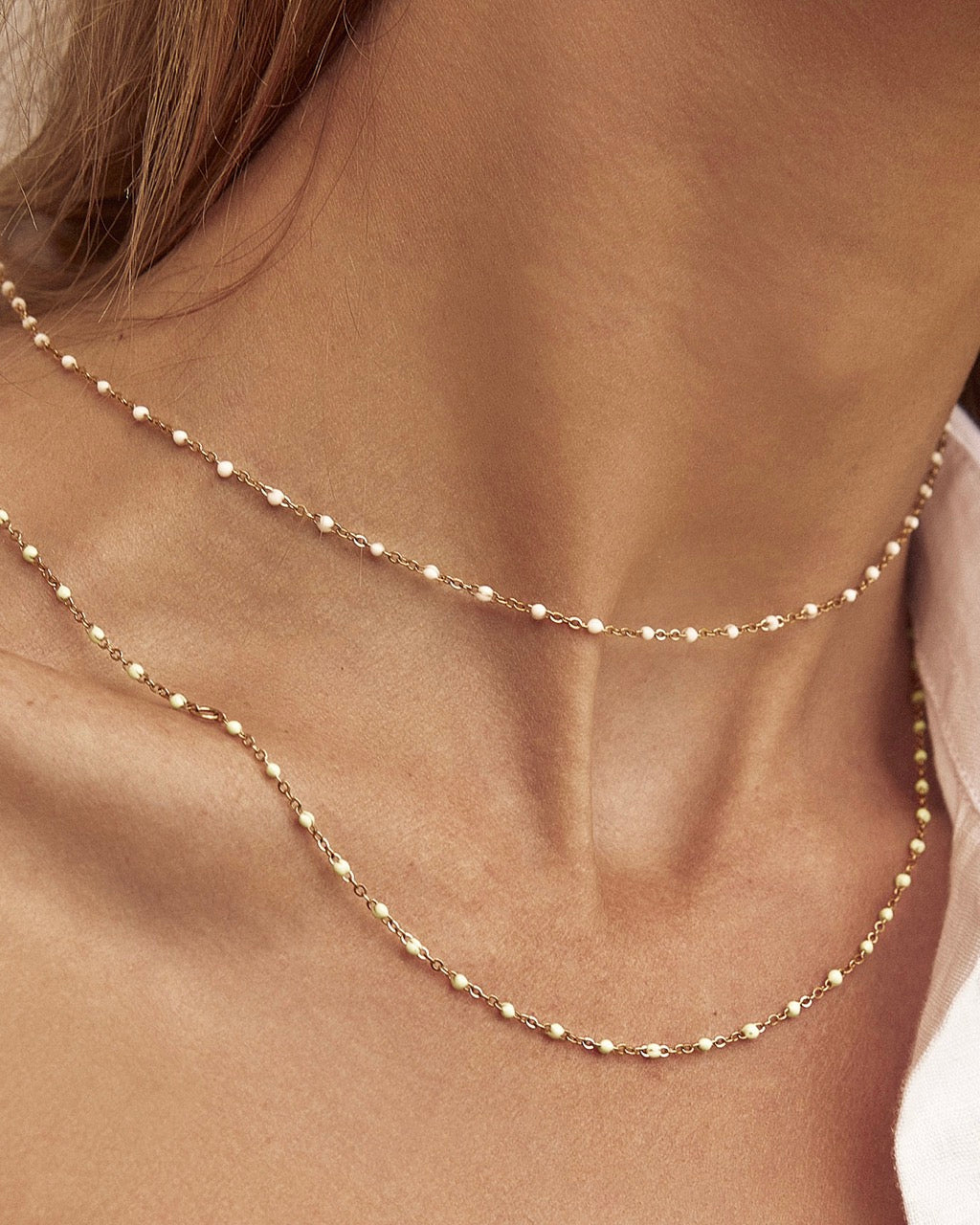 Colar Peggy Baunilha - Ouro 18K | SILLENE