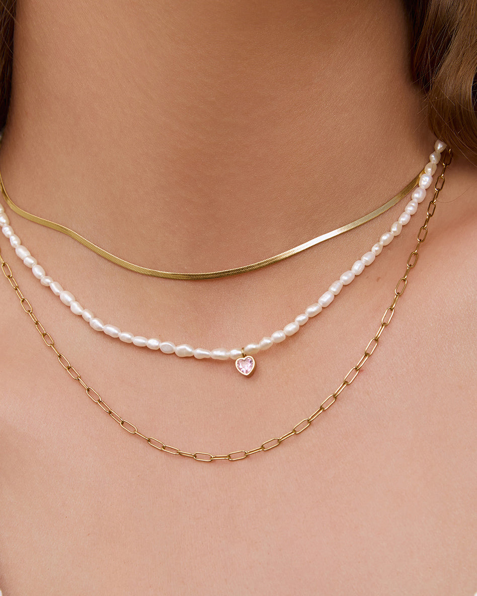 Colar Pérola Coração Kiki - Ouro 18K | SILLENE