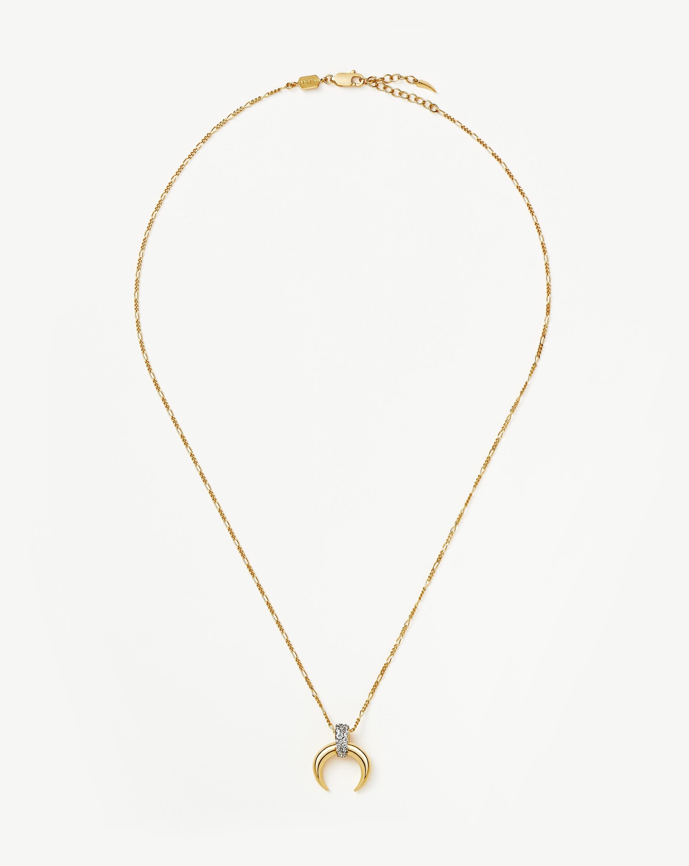 Colar Pingente Chifre Cravejado - Ouro 18K | SILLENE - detalhe