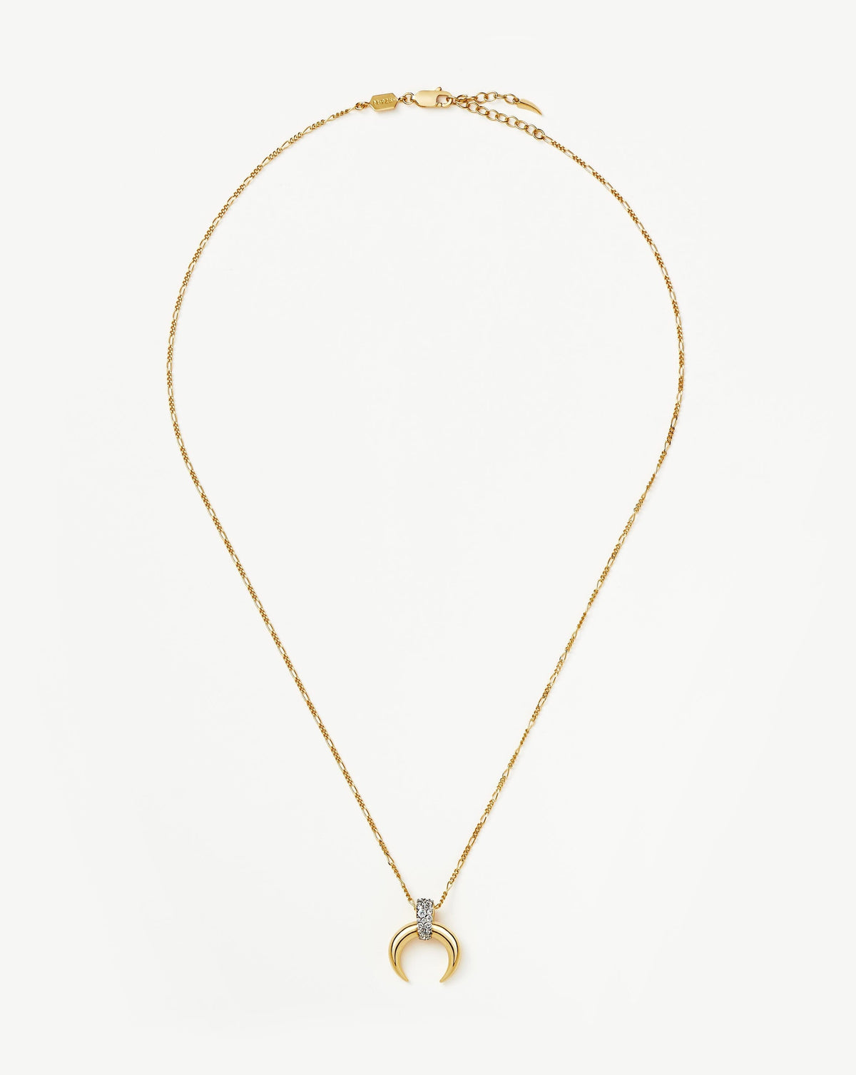 Colar Pingente Chifre Cravejado - Ouro 18K | SILLENE - detalhe