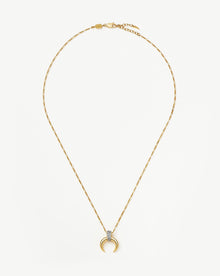 Colar Pingente Chifre Cravejado - Ouro 18K | SILLENE - detalhe