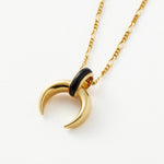 Colar Pingente Chifre Onix - Ouro 18K | SILLENE
