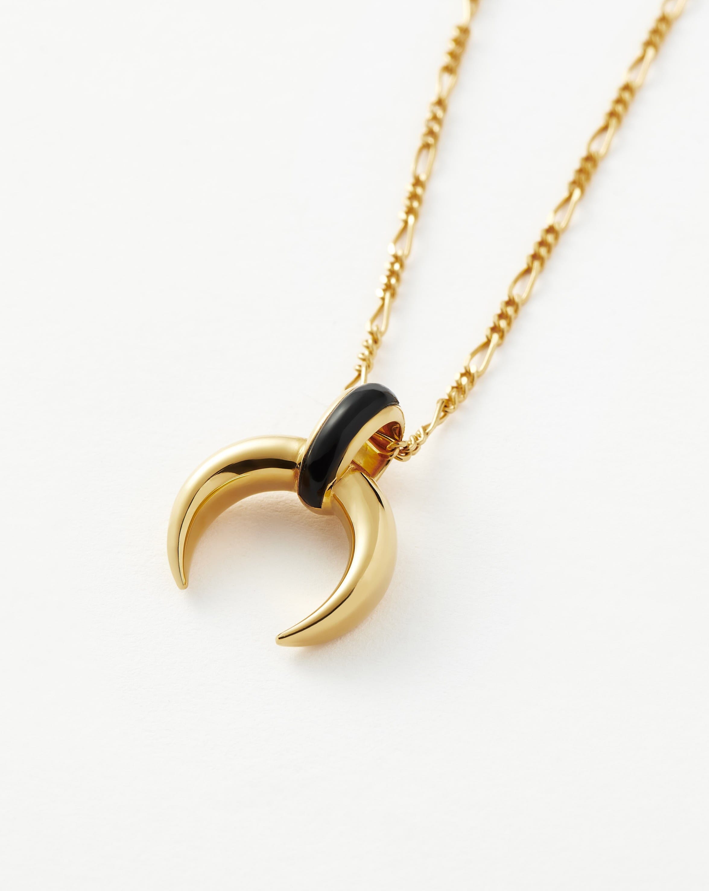 Colar Pingente Chifre Onix - Ouro 18K | SILLENE