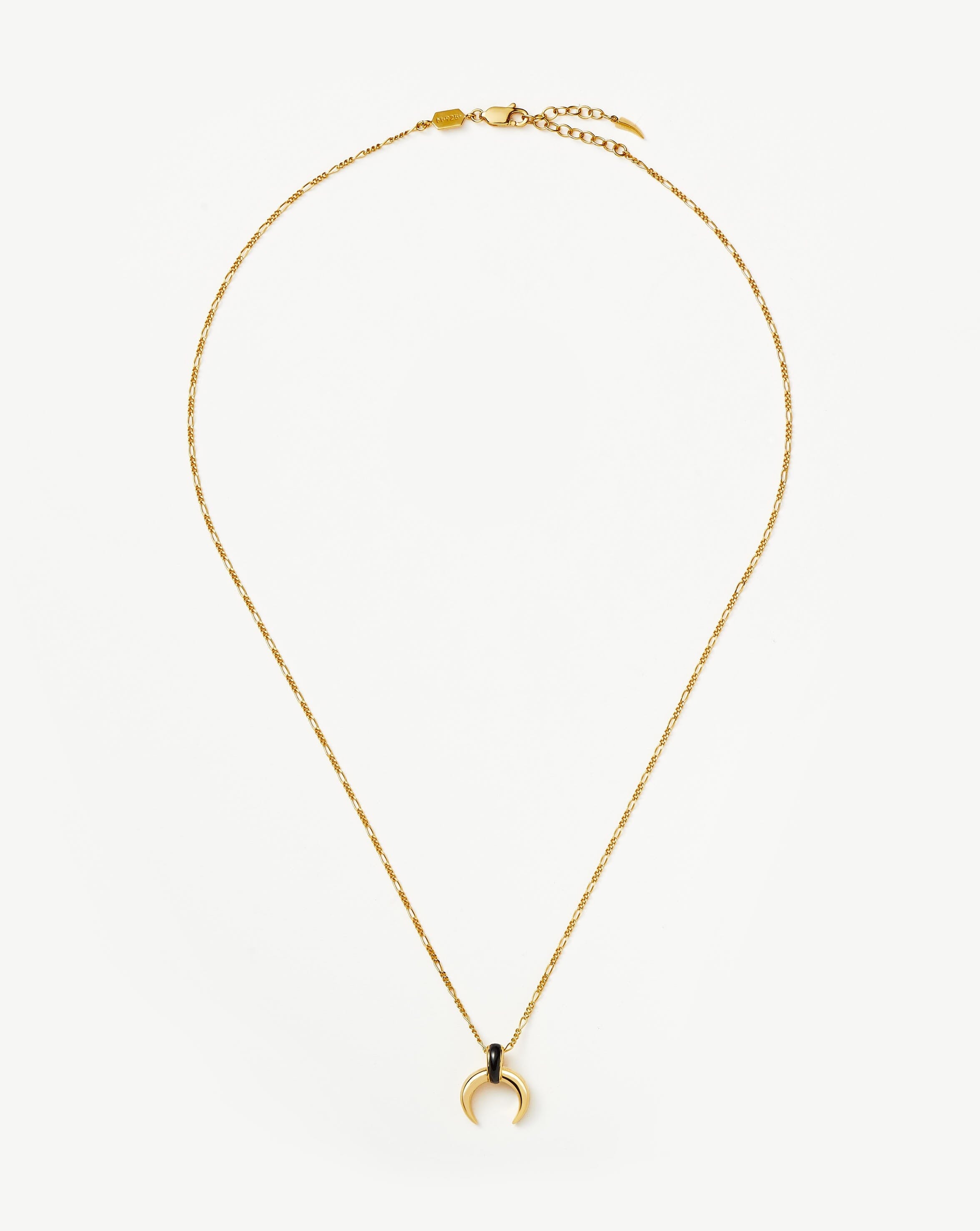 Colar Pingente Chifre Onix - Ouro 18K | SILLENE - detalhe