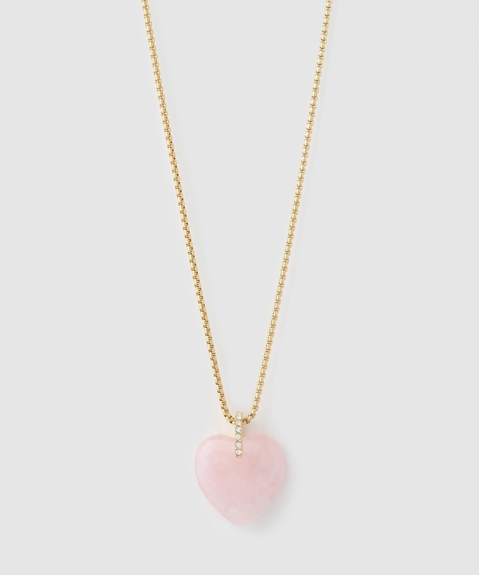 Colar Pingente Coração Daliah Quartzo Rosa - Ouro 18K | SILLENE
