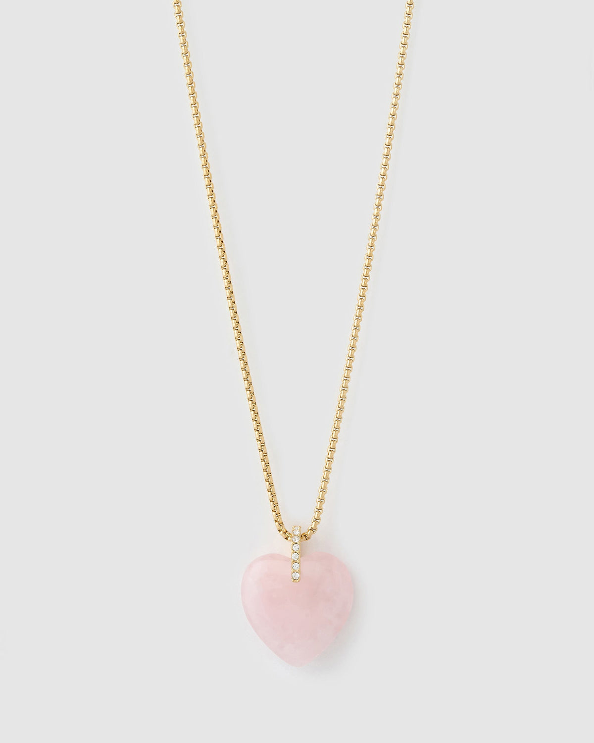 Colar Pingente Coração Daliah Quartzo Rosa - Ouro 18K | SILLENE
