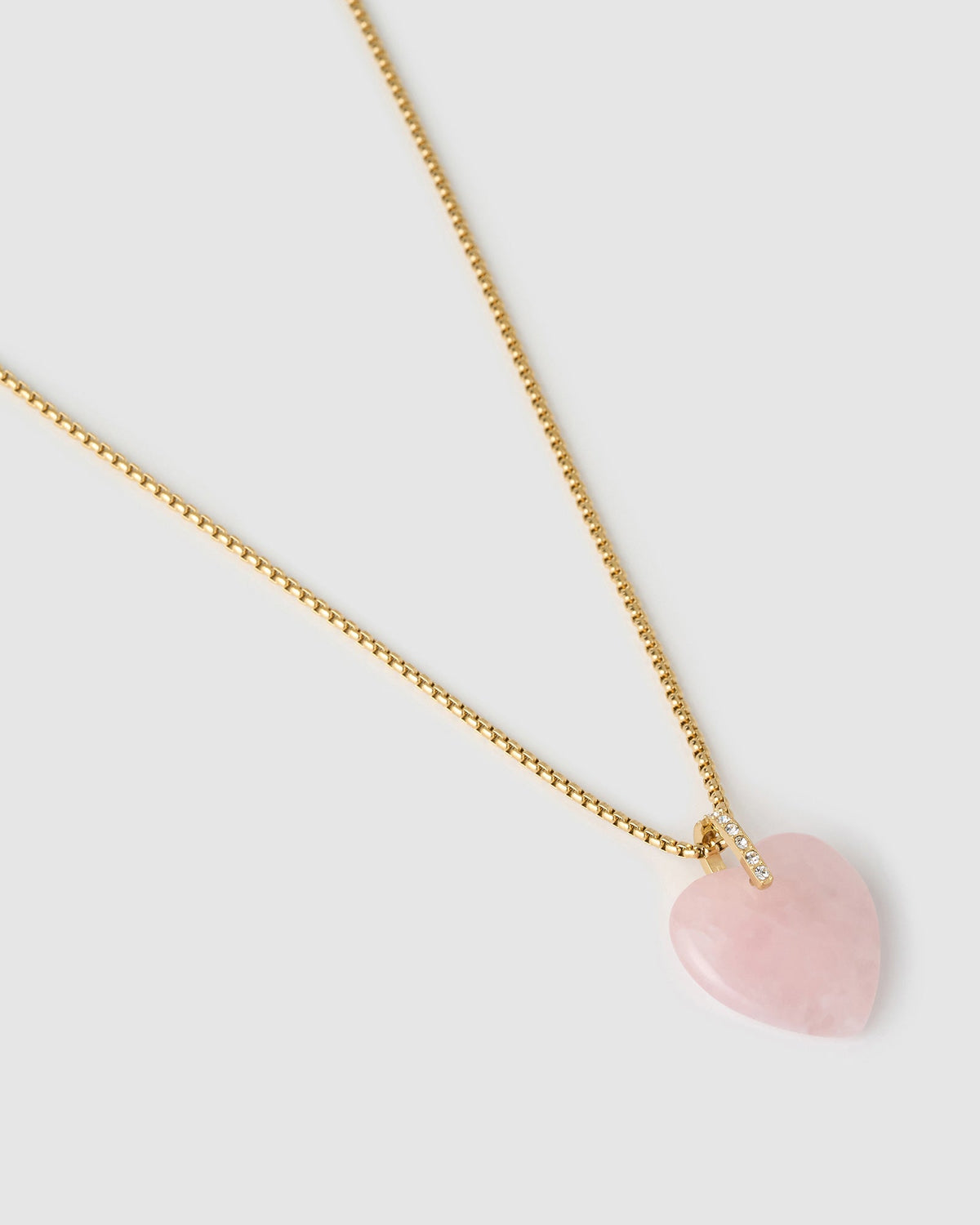 Colar Pingente Coração Daliah Quartzo Rosa - Ouro 18K | SILLENE