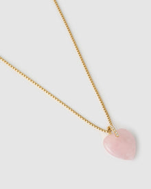 Colar Pingente Coração Daliah Quartzo Rosa - Ouro 18K | SILLENE