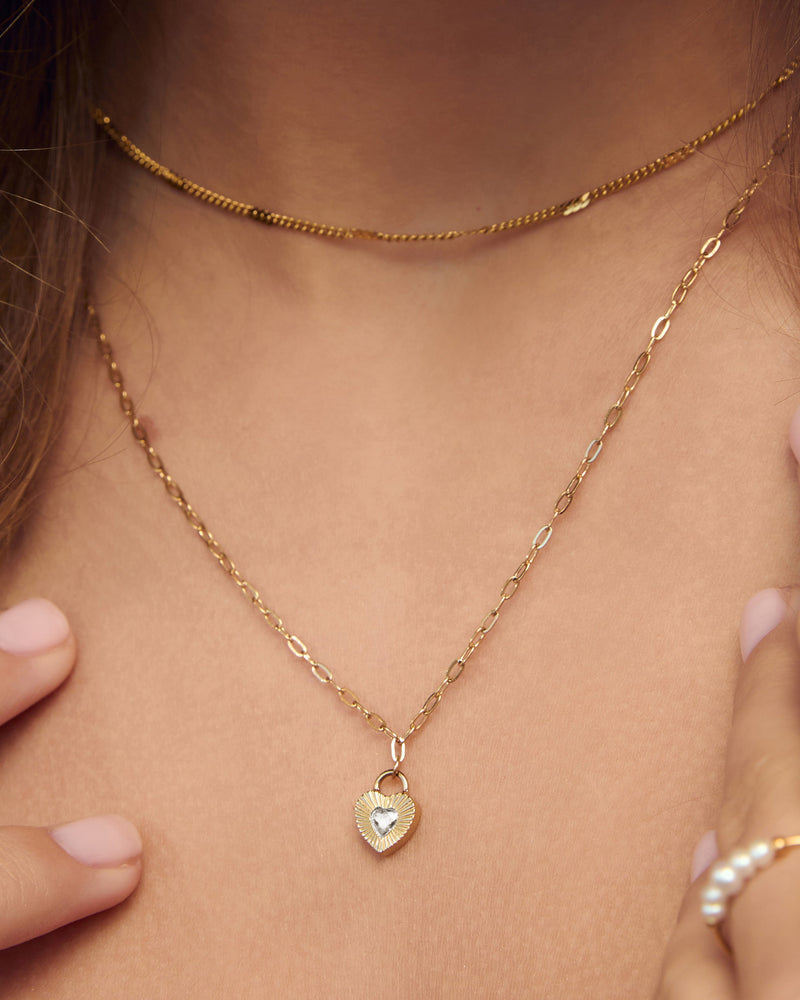 Colar Pingente Coração Ruby Cristal - Ouro 18K | SILLENE