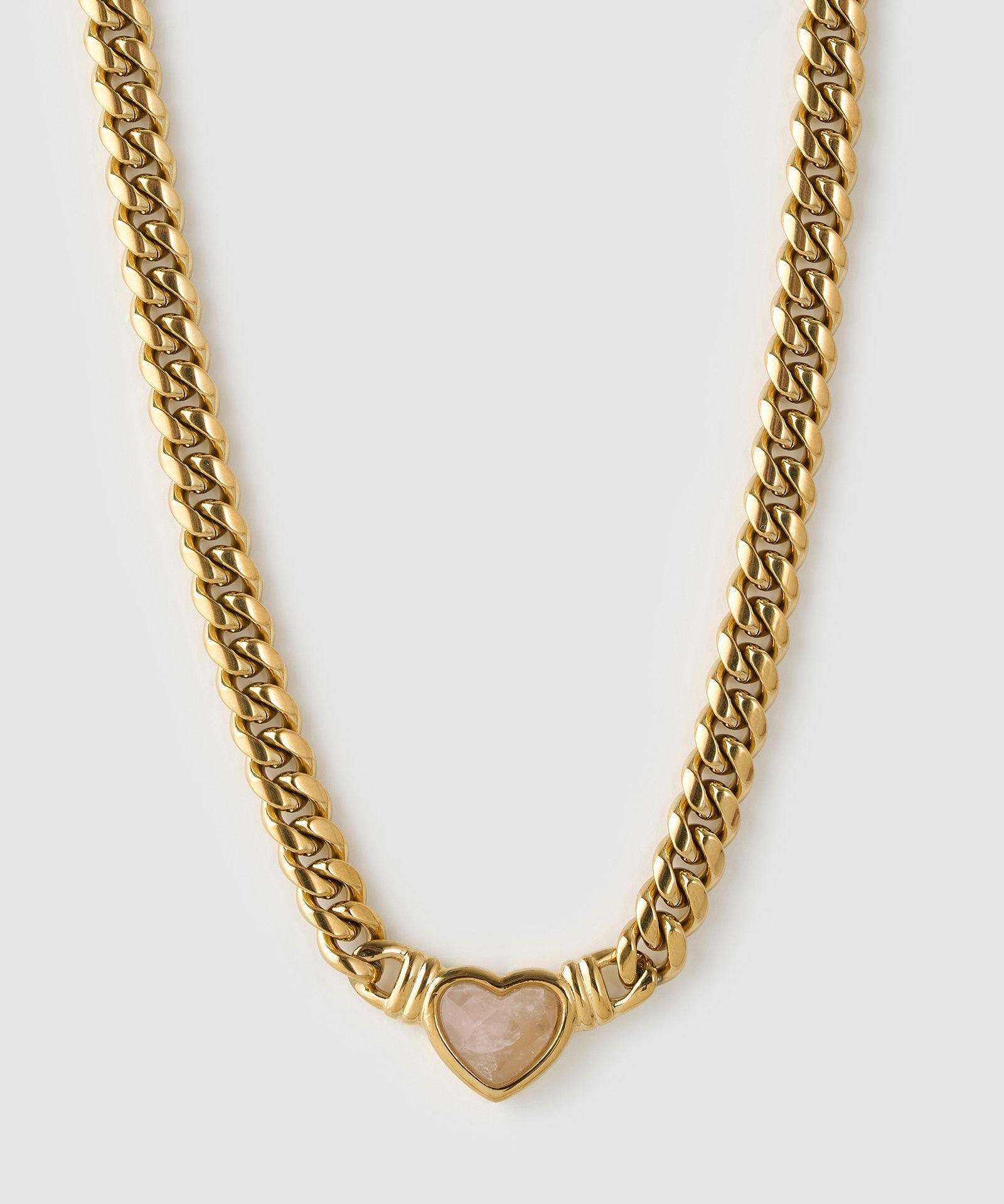 Colar Pingente Coração Valentine Quartzo Rosa - Ouro 18K | SILLENE