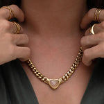 Colar Pingente Coração Valentine Quartzo Rosa - Ouro 18K | SILLENE
