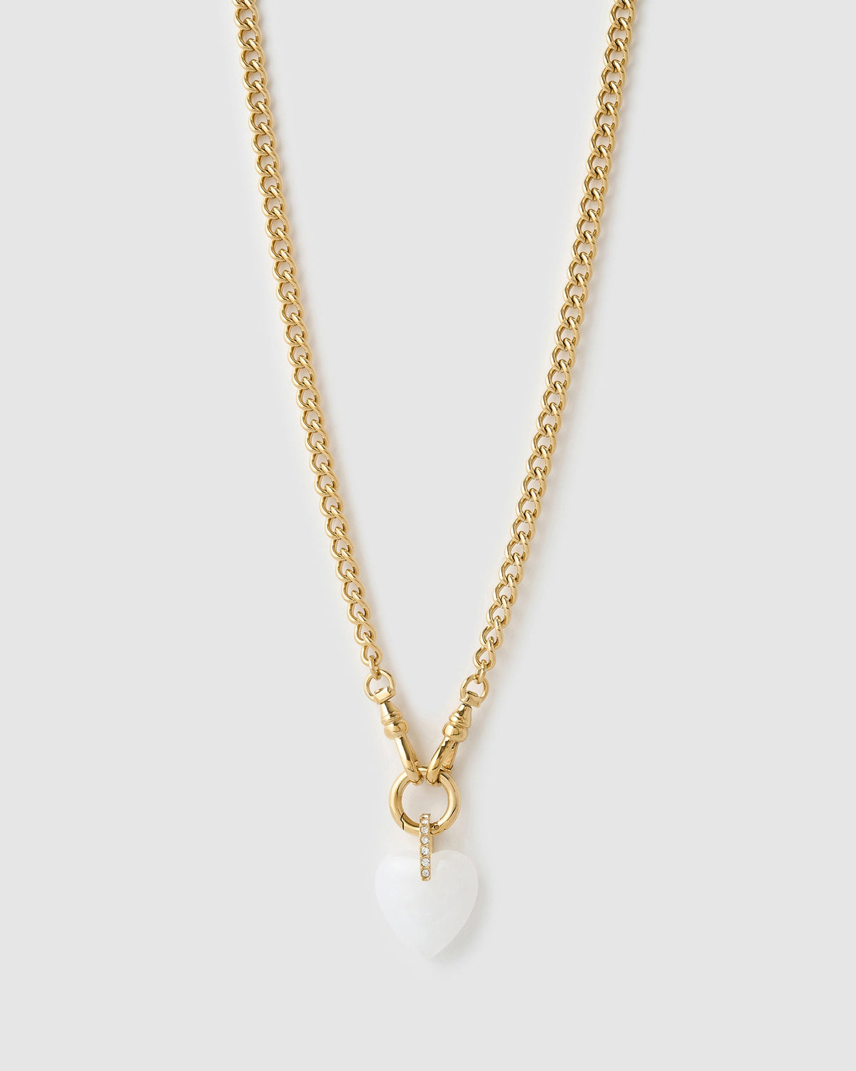 Colar Pingente Coração Violet Ágata Branca - Ouro 18K | SILLENE