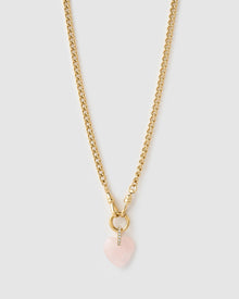 Colar Pingente Coração Violet Quartzo Rosa - Ouro 18K | SILLENE