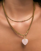 Colar Pingente Coração Violet Quartzo Rosa - Ouro 18K | SILLENE