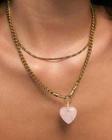 Colar Pingente Coração Violet Quartzo Rosa - Ouro 18K | SILLENE