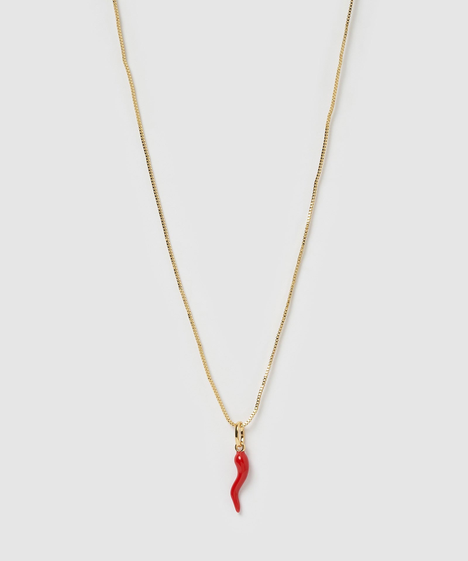 Colar Pingente Cornicello Vermelho - Ouro 18K | SILLENE
