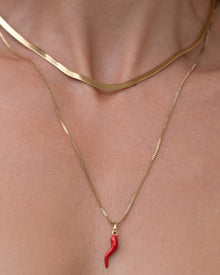 Colar Pingente Cornicello Vermelho - Ouro 18K | SILLENE