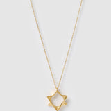 Colar Pingente Estrela de Davi Retrô - Ouro 18K | SILLENE