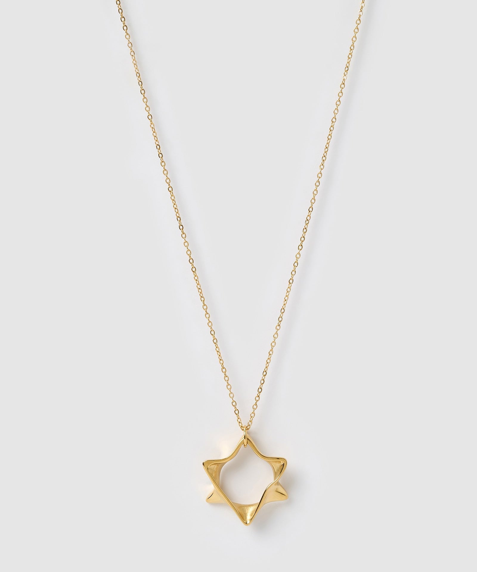 Colar Pingente Estrela de Davi Retrô - Ouro 18K | SILLENE