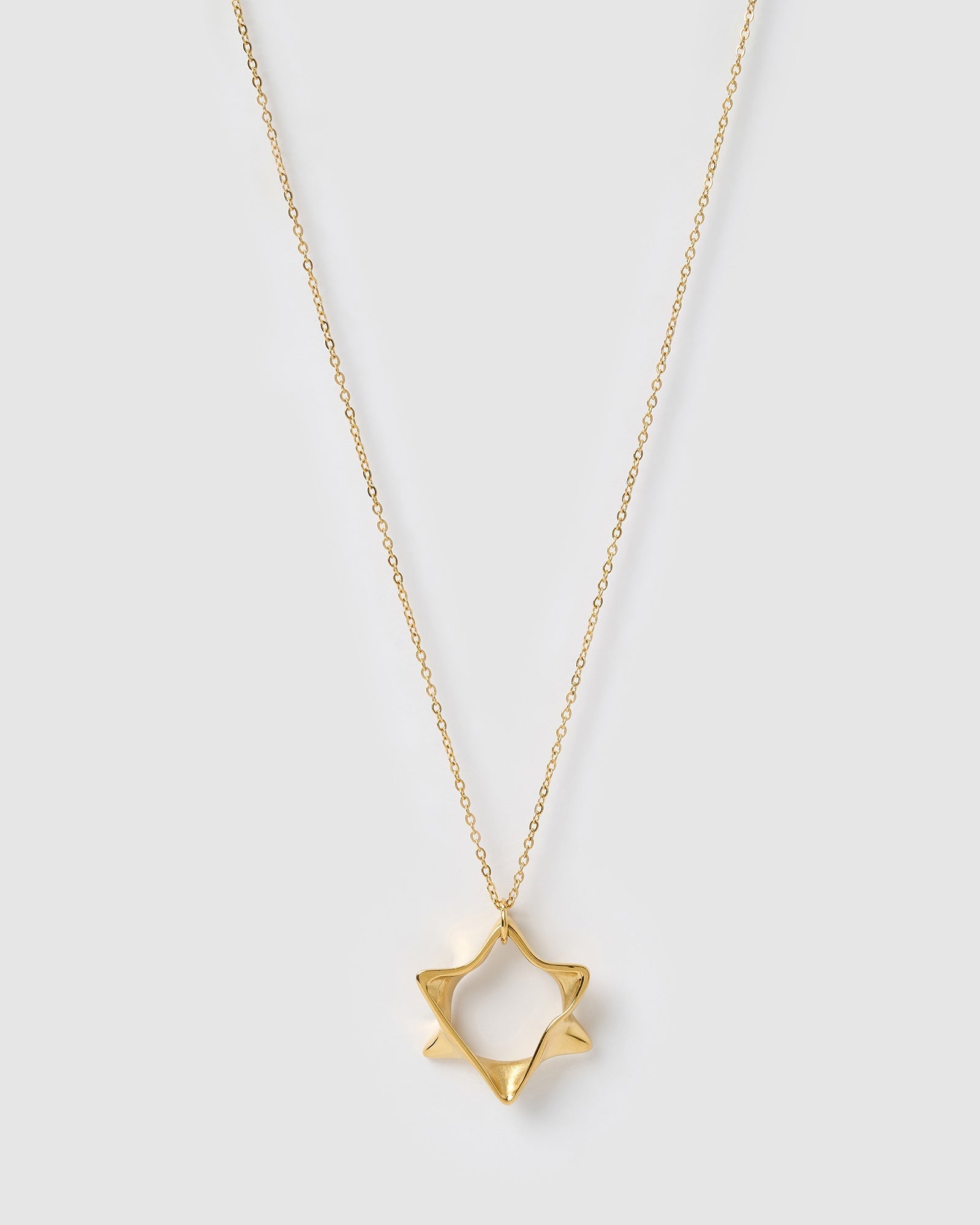 Colar Pingente Estrela de Davi Retrô - Ouro 18K | SILLENE