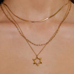 Colar Pingente Estrela de Davi Retrô - Ouro 18K | SILLENE