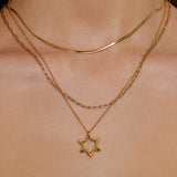 Colar Pingente Estrela de Davi Retrô - Ouro 18K | SILLENE