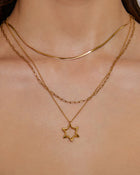 Colar Pingente Estrela de Davi Retrô - Ouro 18K | SILLENE