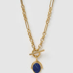 Colar Pingente Giratório Delilah - Lápis-Lazúli - Ouro 18K | SILLENE