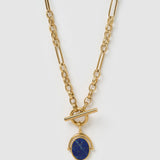 Colar Pingente Giratório Delilah - Lápis-Lazúli - Ouro 18K | SILLENE