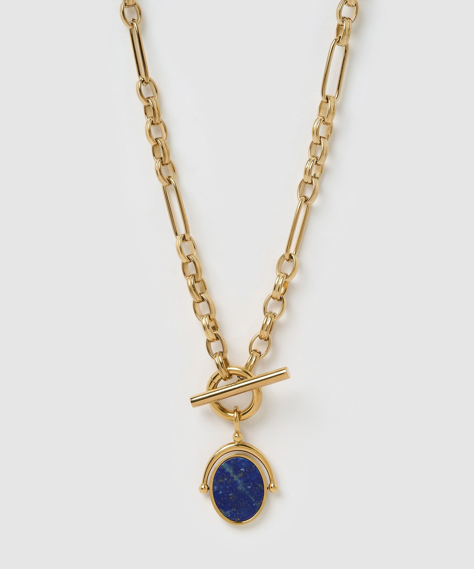 Colar Pingente Giratório Delilah - Lápis-Lazúli - Ouro 18K | SILLENE