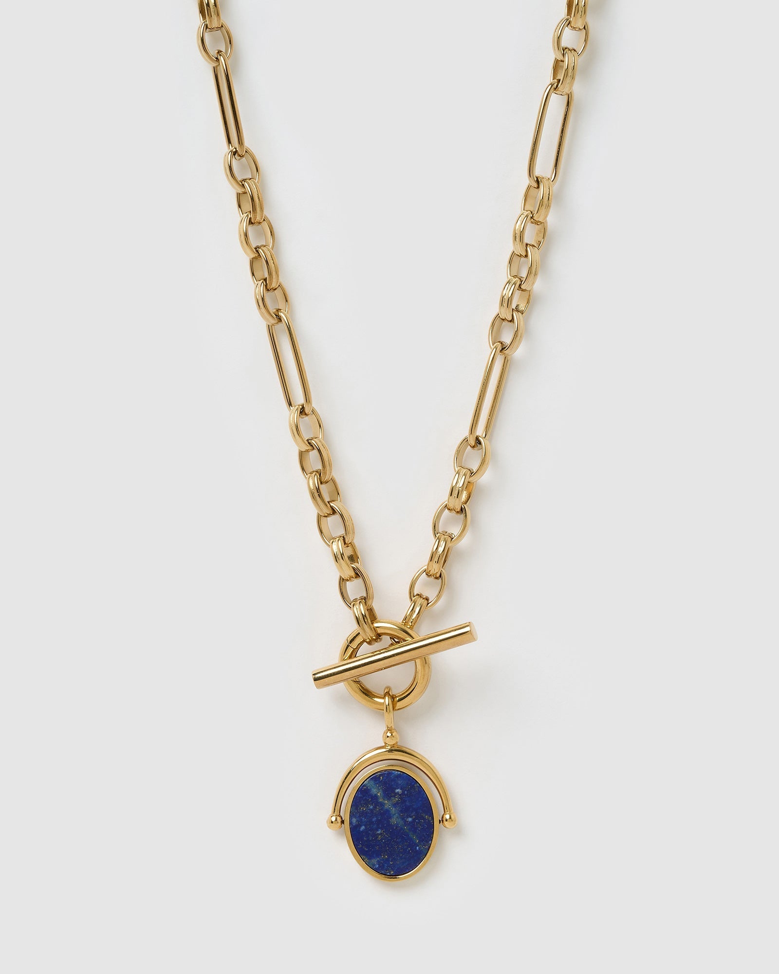 Colar Pingente Giratório Delilah - Lápis-Lazúli - Ouro 18K | SILLENE