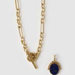 Colar Pingente Giratório Delilah - Lápis-Lazúli - Ouro 18K | SILLENE - detalhe
