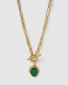 Colar Pingente Giratório Delilah - Malaquita - Ouro 18K | SILLENE