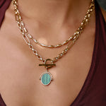 Colar Pingente Giratório Delilah - Malaquita - Ouro 18K | SILLENE