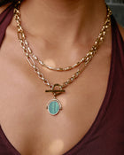 Colar Pingente Giratório Delilah - Malaquita - Ouro 18K | SILLENE