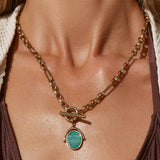 Colar Pingente Giratório Delilah - Malaquita - Ouro 18K | SILLENE