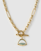 Colar Pingente Giratório Delilah - Malaquita - Ouro 18K | SILLENE - detalhe