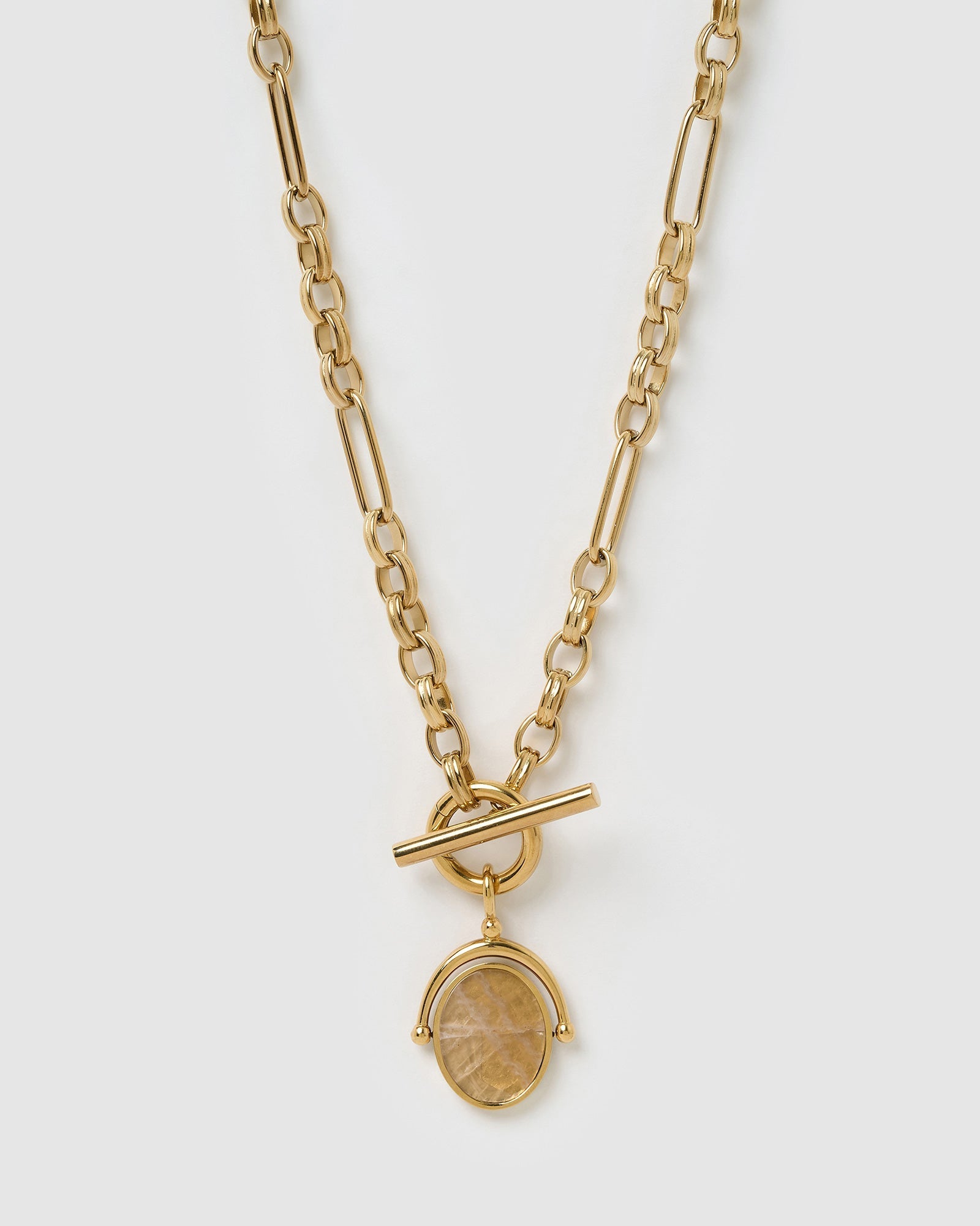 Colar Pingente Giratório Delilah - Quartzo Rosa - Ouro 18K | SILLENE