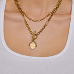 Colar Pingente Giratório Delilah - Quartzo Rosa - Ouro 18K | SILLENE