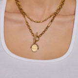 Colar Pingente Giratório Delilah - Quartzo Rosa - Ouro 18K | SILLENE