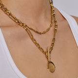 Colar Pingente Giratório Delilah - Quartzo Rosa - Ouro 18K | SILLENE