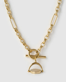 Colar Pingente Giratório Delilah - Quartzo Rosa - Ouro 18K | SILLENE - detalhe