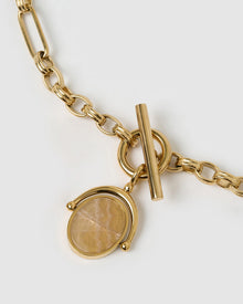 Colar Pingente Giratório Delilah - Quartzo Rosa - Ouro 18K | SILLENE