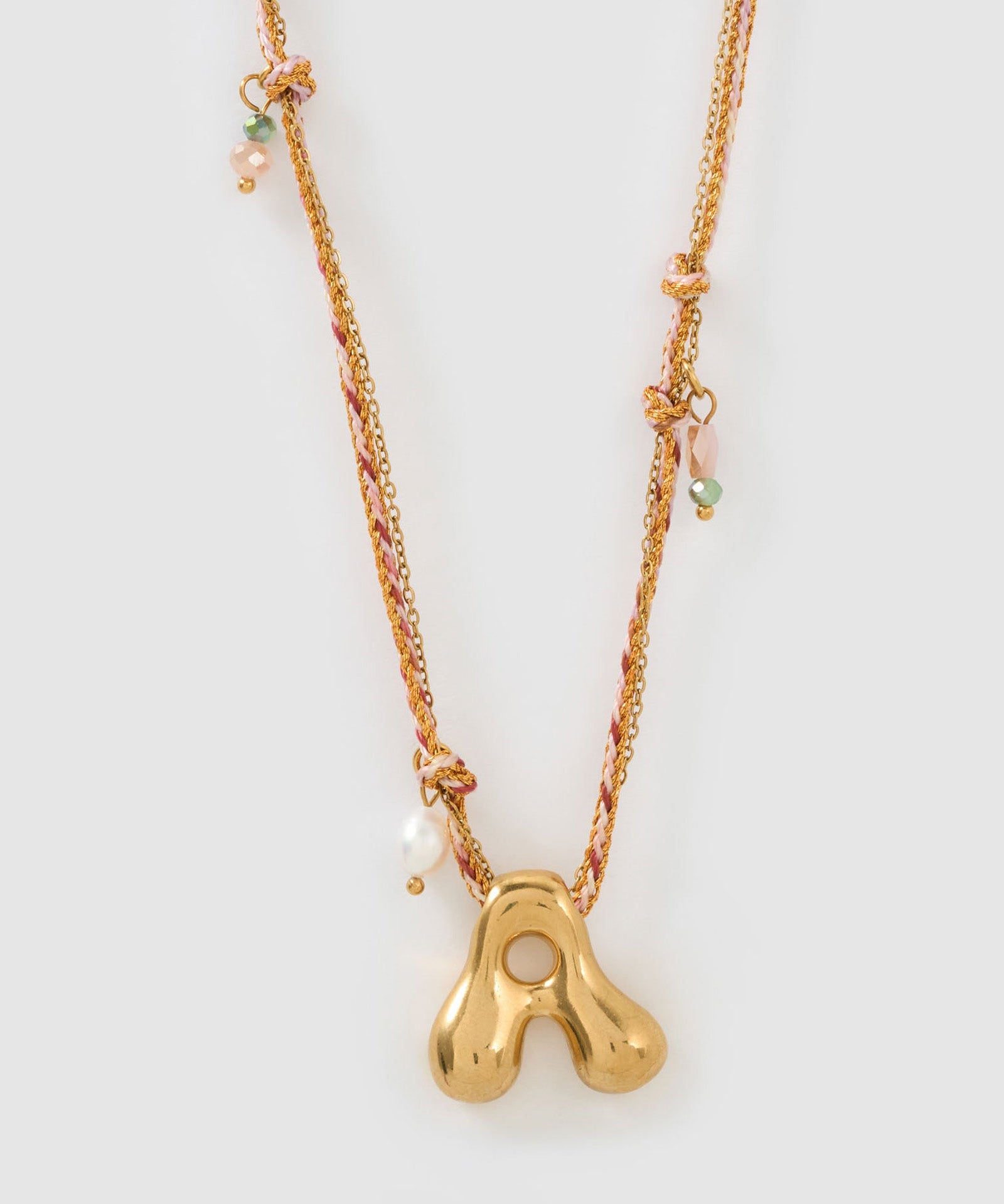 Colar Pingente Letra Bolha Rosa - Ouro 18K | SILLENE - A