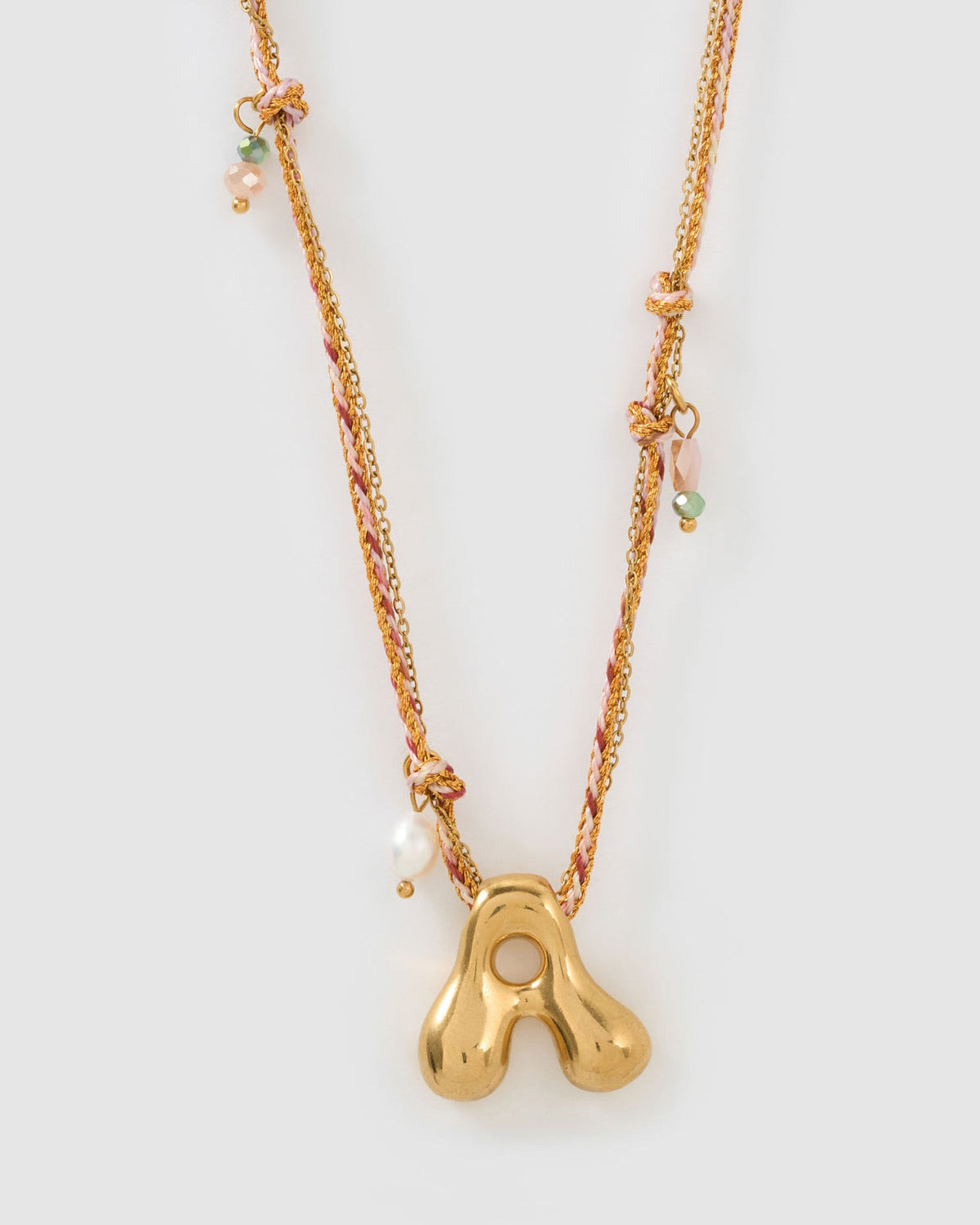 Colar Pingente Letra Bolha Rosa - Ouro 18K | SILLENE - A